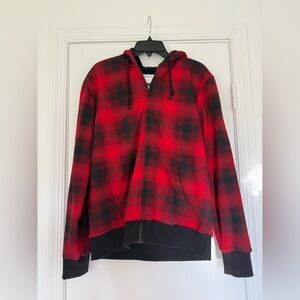 Old Navy Men’s Red and Black Plaid Hoodie
